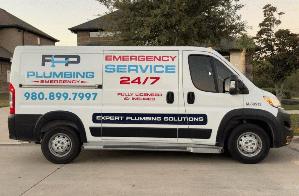 FPP Plumbing emergency plumber truck parked in Frisco