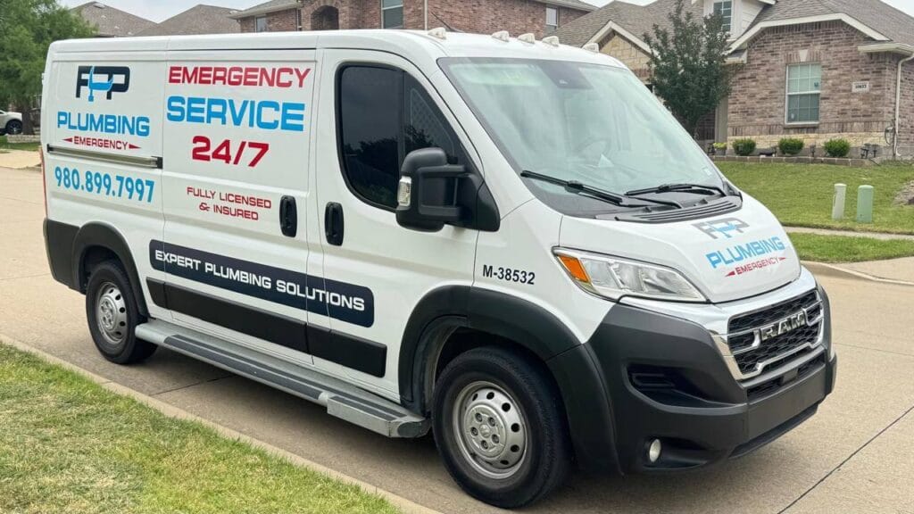FPP Plumbing van outside a home in The Colony, TX