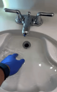 Double sink drain clog repair with cleanout installation by FPP Plumbing in Frisco, TX