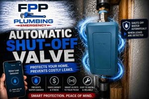 automatic water shutoff valve installed in home plumbing system