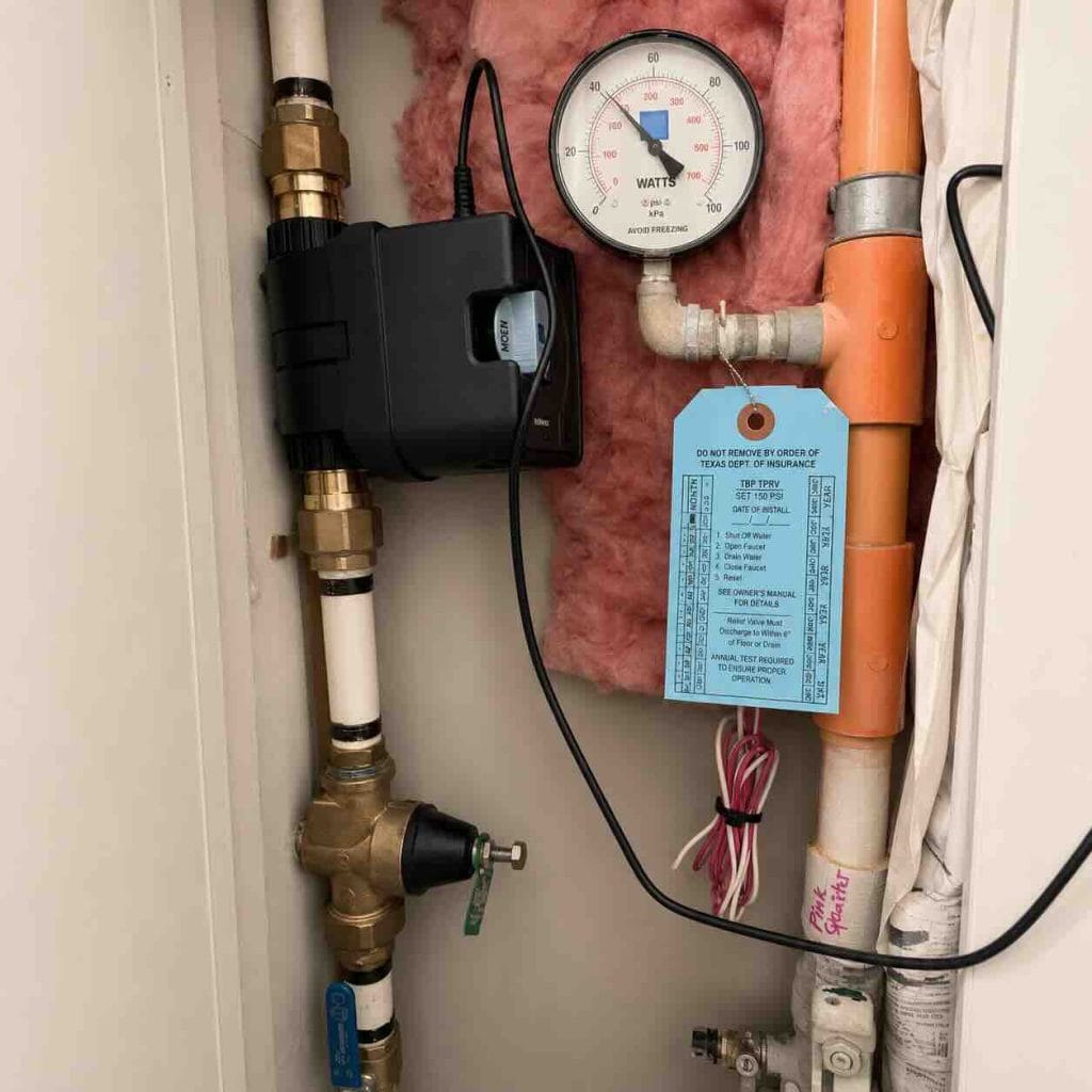 fire sprinkler main shutoff valve installed inside closet access panel