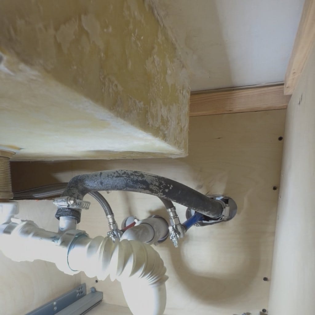 flexible p trap and improper ac condensation drain connection under bathroom sink frisco tx